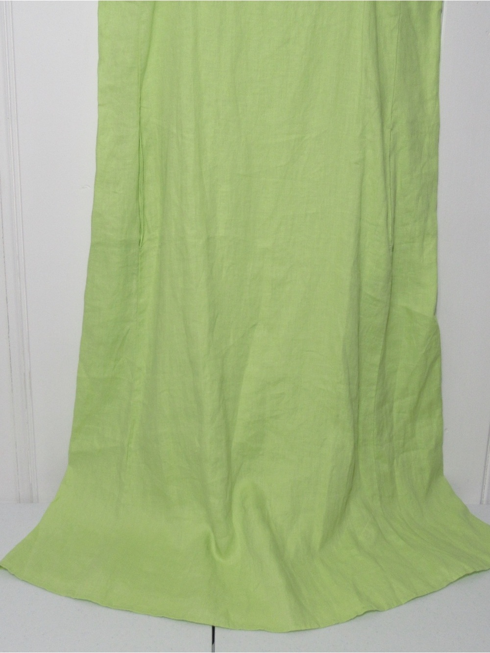 EILEEN FISHER Organic-Linen Square-Neck Dress Honeydew Size Large - Picture 8 of 17